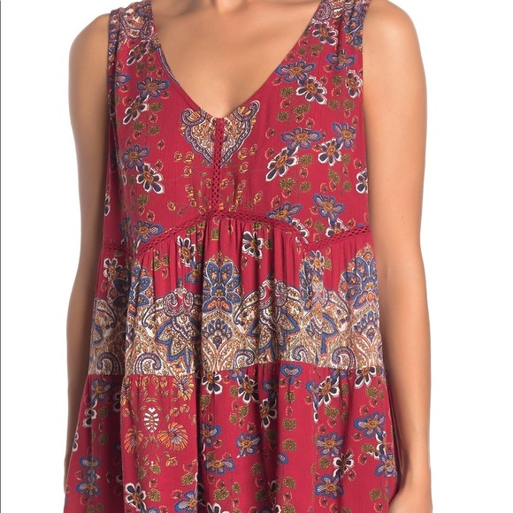 🌻 3/25 🌻 Angie Boho Paisley Ruffle Tank Top - Picture 1 of 9